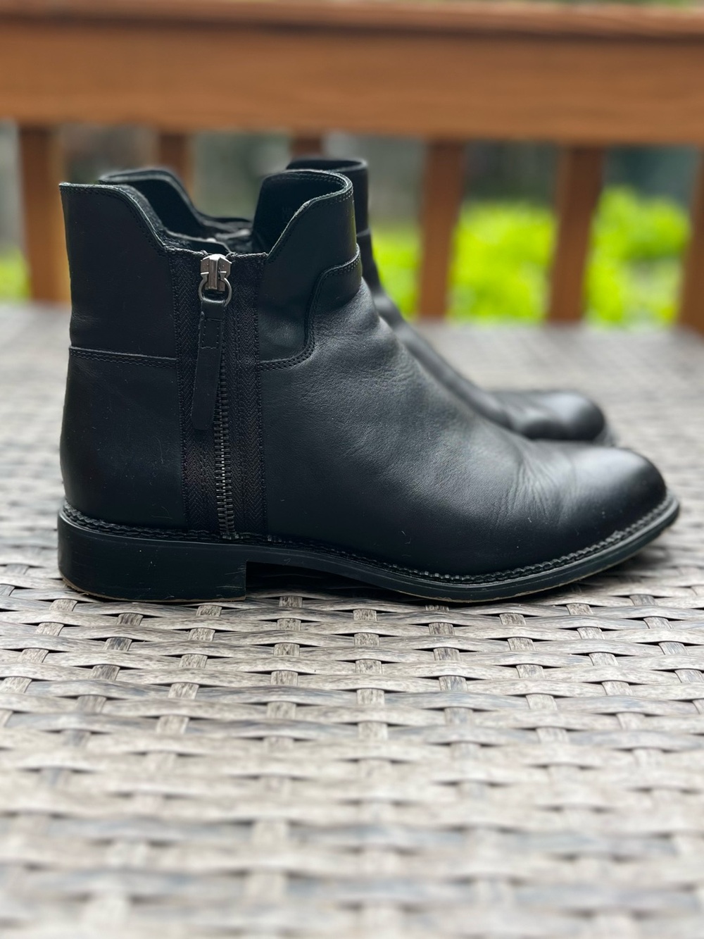 Franco Sarto Black Leather Double-Zip Ankle Booties